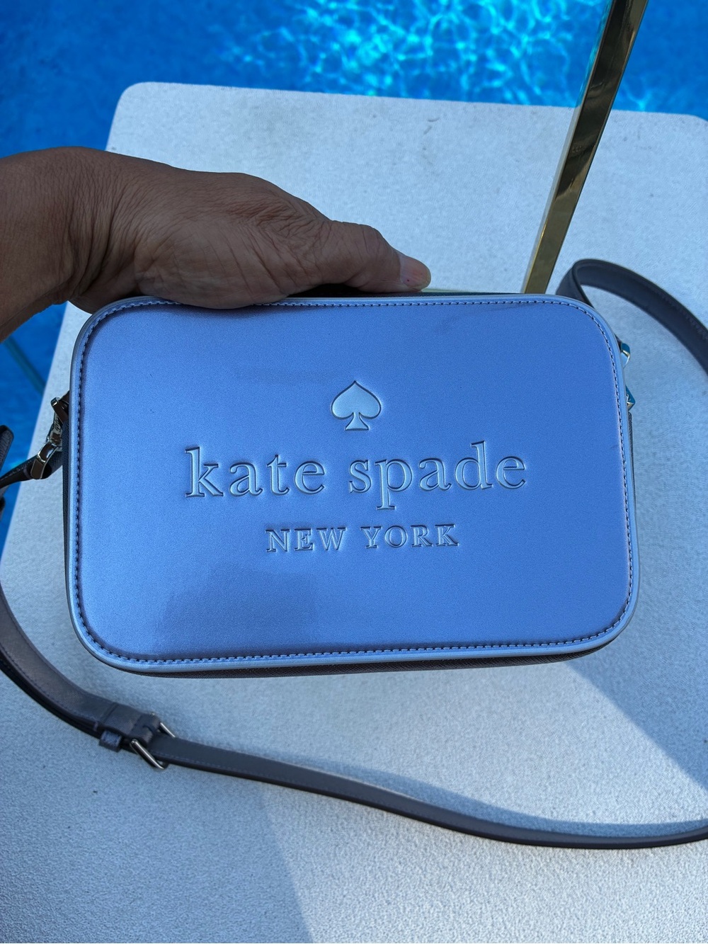 Kate Spade Patent Mixed Media Lilac Mini  Camera Bag